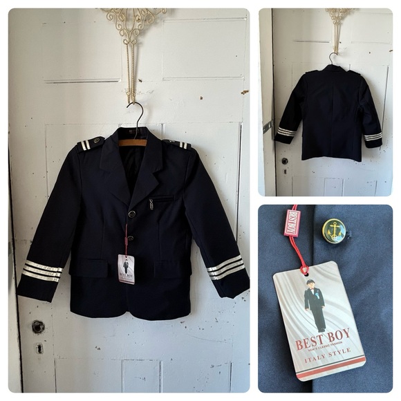 Best Boy Nautical Navy Italy Style Formal Suit Jacket Costume - Picture 2 of 14